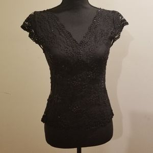 Detailed black lace blouse